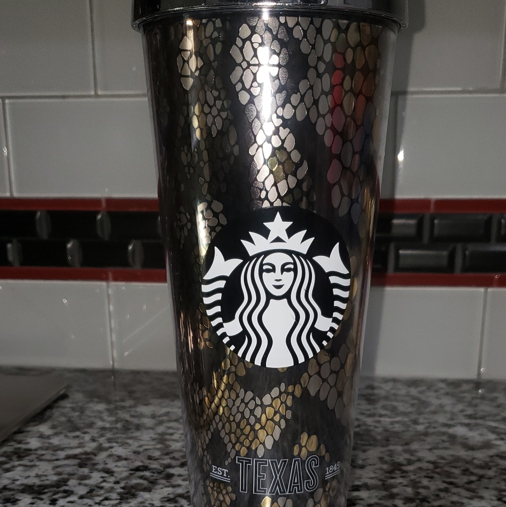 Starbucks cold cup, rare Texas snakeskin